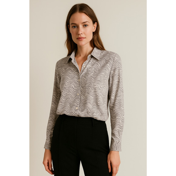 Abercrombie & Fitch Womens Boyfriend Top XS Faux Silk Button Up Old Money Retro - Picture 1 of 6